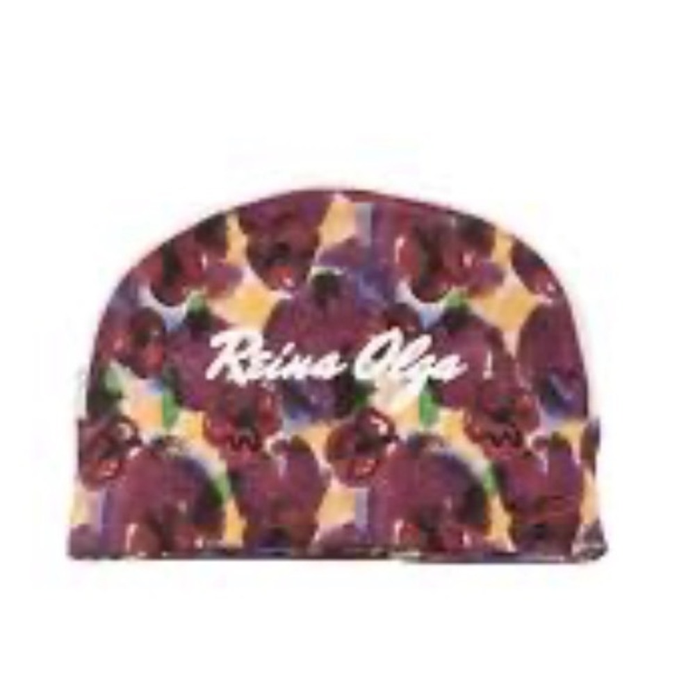 Reina Olga Purple Floral Cosmetic Bag Makeup Pouch Travel Case Logo